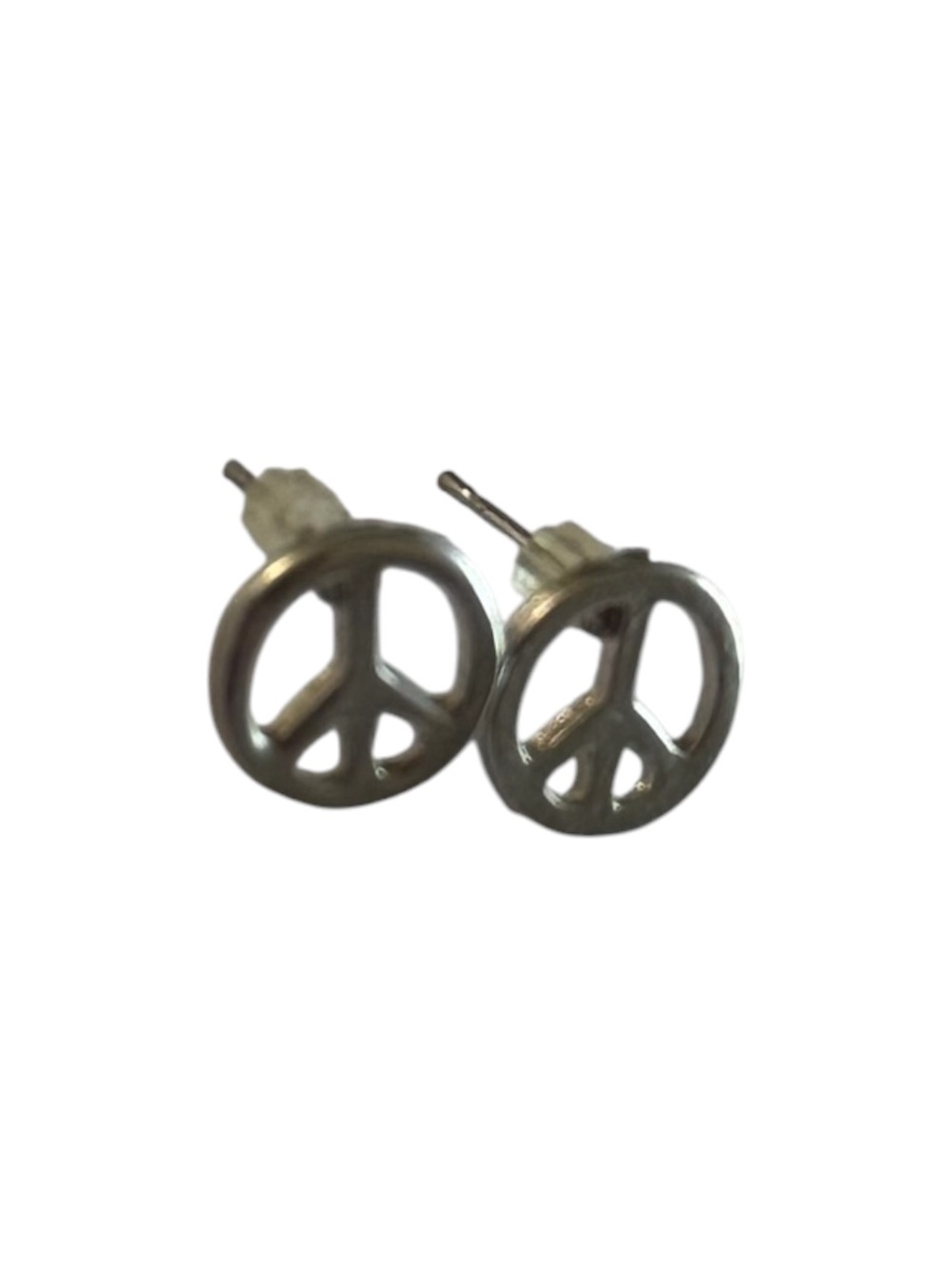 Silver Peace Sign Stud Earrings